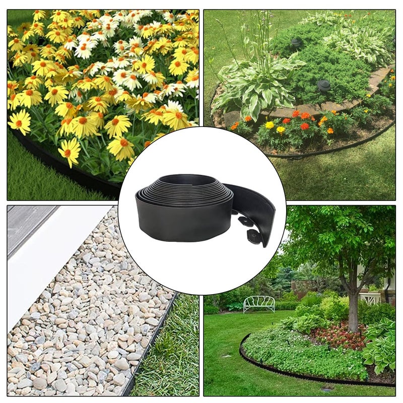 maebeacae Flexible Landscape Edging 33FT  Plastic Garden Edging Borders [Extra Tall 4 in Hight] with 30 Spikes No Dig Lawn Edging Kit Mini Fence for Grass Flower Beds Pavement Yard-Black - Image 5